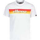 ellesse mens ferrare retro signature logo graphic crew neck tshirt white