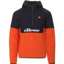 ellesse mens freccia logo embroidery colour block half zip overhead hooded jacket orange navy