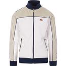 ellesse mens libra colour block contrast piping detail funnel neck zip track top white navy