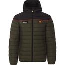ellesse mens lombardy lightweight colour block quilted hooded zip jacket khaki