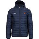 ellesse mens lombardy retro quilted puff hooded zip ski jacket navy