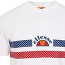 Lori ELLESSE Retro 80s Chest Stripe Logo Tee WHITE
