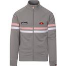 ellesse emsn rimini chest stripes zip track jacket grey pink white