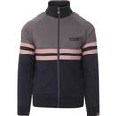 ellesse mens settimana chest stripes colour block zip track jacket navy pink