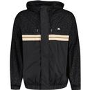 ellesse mens spoleto patterned panel hooded lightweight zip jacket black