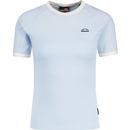 ellesse womens teriasca logo badge fitted ringer neck tshirt off sky blue white