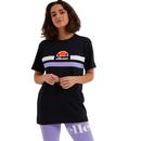 Ellesse Women's Lattea Retro Indie Chest Stripe Logo Tee in Black