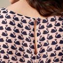 Amy EMILY & FIN Vintage Swans Printed Dress PINK