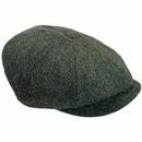 Failsworth Carloway Harris Tweed Retro Baker Boy Cap in Green