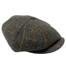 Failsworth Carloway Harris Tweed Cap in Green and Navy