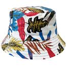 Failsworth Retro 90s Floral Reversible Bucket Hat in White and Teal