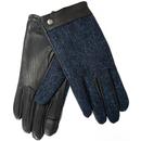 Failsworth Lundale Harris Tweed Herringbone Gloves in Blue and Black