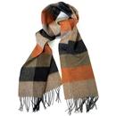 Failsworth Retro Lambswool Tassel Check Scarf B/N