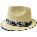 Failsworth Malibu Floral Trim Woven Trilby Hat in Straw