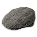 Failsworth Newbury Mallalieus Water Repellent Check Flat Cap in Grey and Red 2502