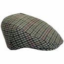 Failsworth Norwich Retro Wool Blend Check Flat Cap in Green
