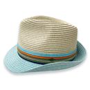 Failsworth Retro 1970s Seville Aqua Straw Trilby Hat Main Photo