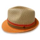 Failsworth Retro 70s Seville Tango Straw Trilby Hat Main Photo