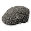 Failsworth Stornoway Harris Tweed Concealed Peak Flat Cap in Grey and Black Y131A/W10613 4615