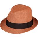 FAILSWORTH Retro 70s Paperstraw Trilby Hat (Rust)
