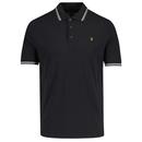 Farah Alvin Mod Tipped Pique Polo Shirt in Black F4KMD047