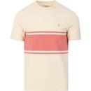 farah vintage mens belair colour block tshirt cream pink