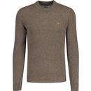 farah vntage mens birchall pure wool retro crew neck jumper taupe