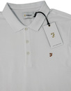 Blaney FARAH Retro 60s Mod Pique Polo Shirt WHITE