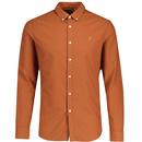 Farah Brewer Button Down Oxford Shirt in Teak F4WSB060