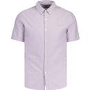 farah vintage mens brewer mod slim fit organic cotton button down short sleeve oxford shirt slate purple