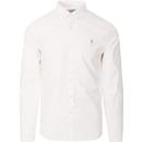 farah vintage mens brewer plain long sleeve shirt white
