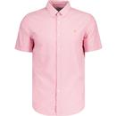 farah vintage mens retro mod short sleeve oxford shirt coral pink