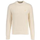 Farah Burlington Fisherman Ribbed Knit Pullover in Cream