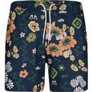 farah vintage mens colbert floral print drawstring swim shorts rich indigo