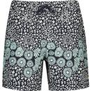 farah vintage mens colbert retro floral print drawstring swim shorts true navy