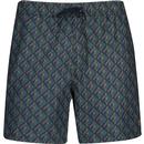 farah vintage mens colbert retro geometric pattern drawstring swim shorts true navy