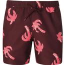 farah vintage mens colbert palm print drawstring swim shorts purple dusk