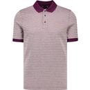 farah vintage mens cotham retro jacquard stripe polo tshirt bordeaux red