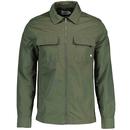 Farah Goto Zipped Military Overshirt in Vintage Green F4WFC051