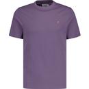 farah vintage mens danny organic cotton plain colour crew neck tshirt slate purple
