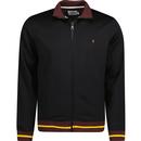 farah vintage mens douglas tipped collar and cuffs zip track top black