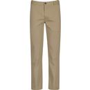 farah vintage mens elm organic cotton twill retro mod chino trousers dark beige