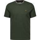 farah vintage mens elton organic cotton pique tipped crew neck tshirt evergreen