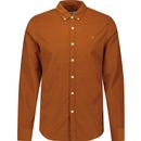 farah vintage mens fontella mod fine cord long sleeve shirt burnt ochre