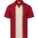 Houston FARAH 100 Mod Stripe Bowling Shirt (Red)
