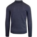 Maidwell FARAH 60s Mod Knitted Wool Polo BLUE MARL