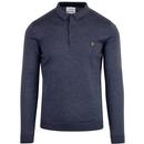 Maidwell FARAH 60s Mod Knitted Wool Polo BLUE MARL