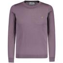 Farah Mullen Made in Italy 60s Mod Knitted Crew Neck Jumper in Dusk Purple