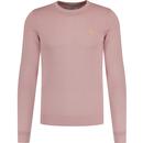 farah vintage mens mullen retro mod crew neck fine knit cotton sweater dark pink