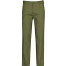 farah vintage mens norwood retro hopsack flat front trousers olive green